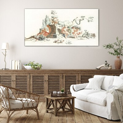 Mythological scene with characters Glass Print