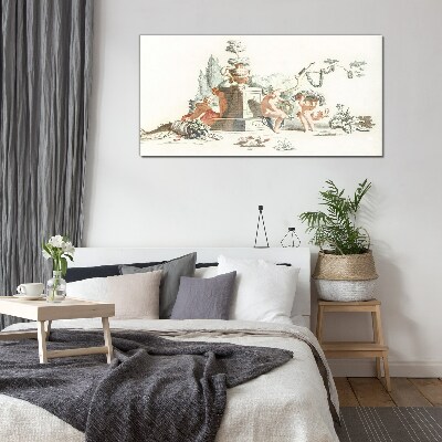 Mythological scene with characters Glass Print