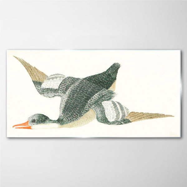Flying bird in pastel colors Glass Print
