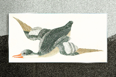 Flying bird in pastel colors Glass Print