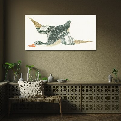 Flying bird in pastel colors Glass Print