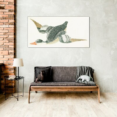 Flying bird in pastel colors Glass Print