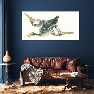 Flying bird in pastel colors Glass Print