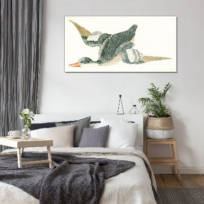 Flying bird in pastel colors Glass Print