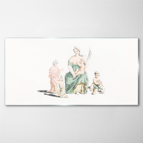 Children drawing of a woman Glass Print