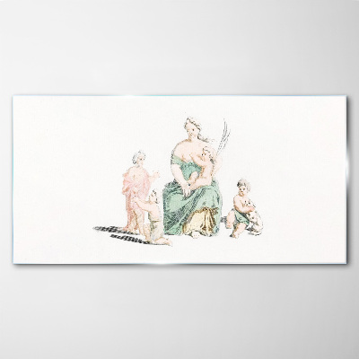 Family in pastel shades Glass Print