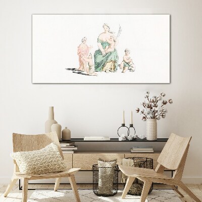 Family in pastel shades Glass Print