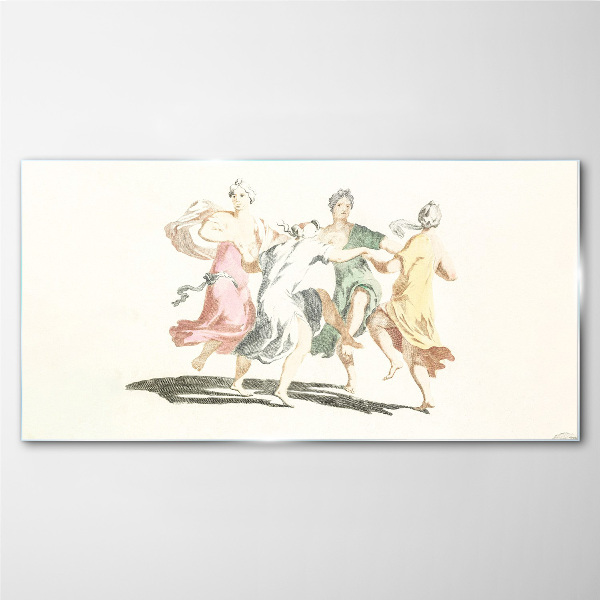 Dancing figures in pastel colors Glass Print