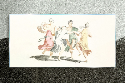 Dancing figures in pastel colors Glass Print