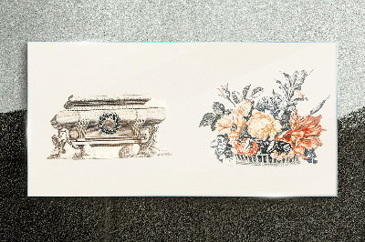 Still life with a vase and flowers Glass Print