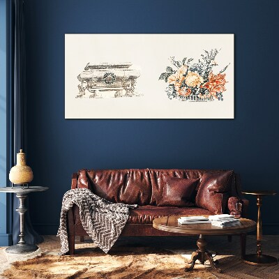 Still life with a vase and flowers Glass Print