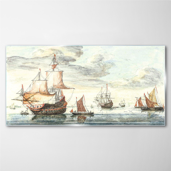 Cruise of historic sailing ships Glass Print