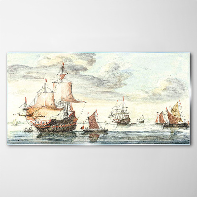 Cruise of historic sailing ships Glass Print