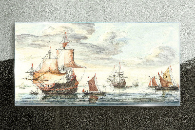 Cruise of historic sailing ships Glass Print