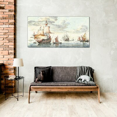 Cruise of historic sailing ships Glass Print