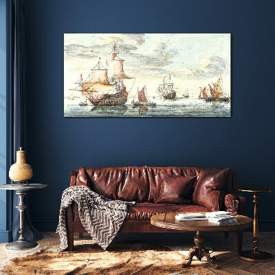 Cruise of historic sailing ships Glass Print