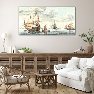 Cruise of historic sailing ships Glass Print