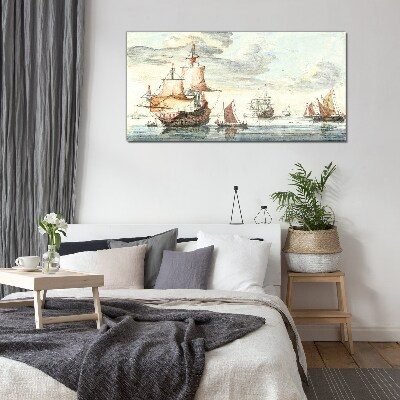 Cruise of historic sailing ships Glass Print