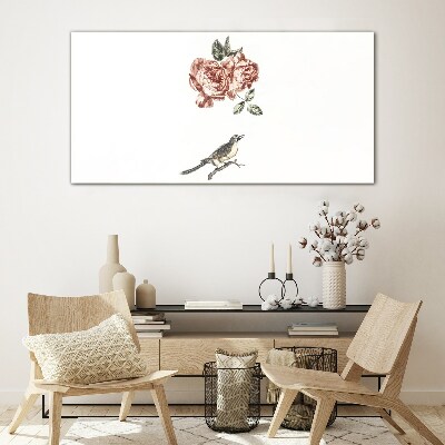 Animal bird flowers Glass Print