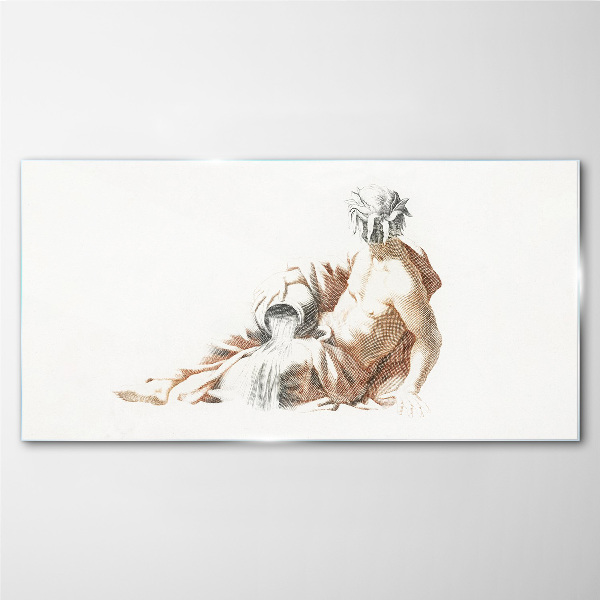 Mythological man with a jug Glass Print