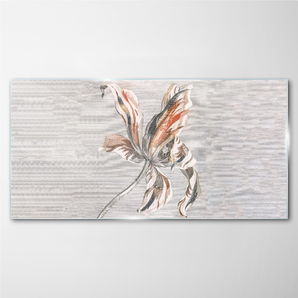 A delicate flower on a gray background Glass Print