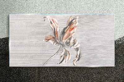 A delicate flower on a gray background Glass Print