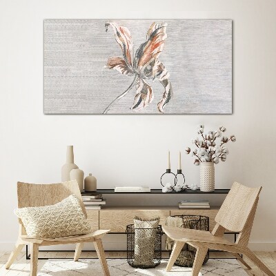 A delicate flower on a gray background Glass Print