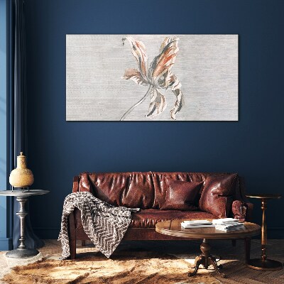 A delicate flower on a gray background Glass Print