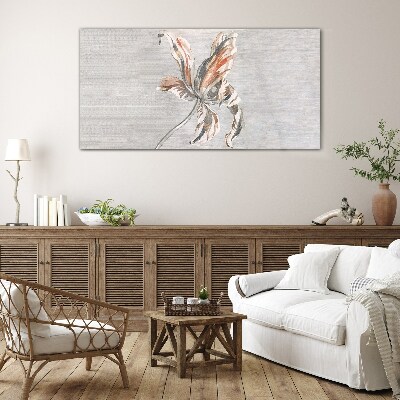 A delicate flower on a gray background Glass Print