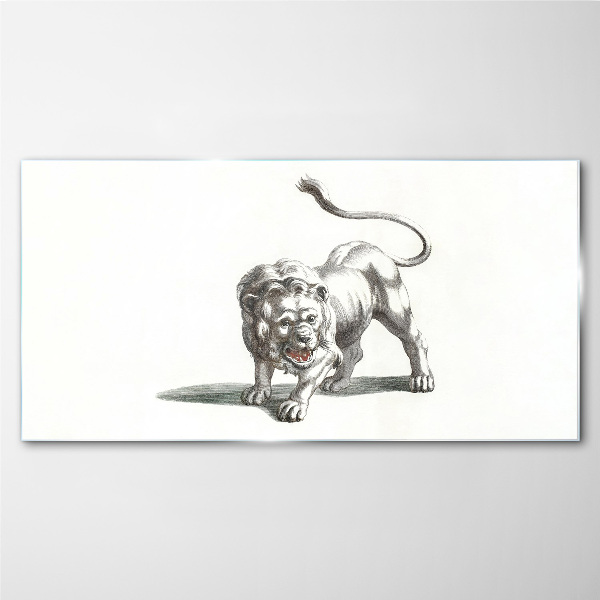 Lion in Motion Glass Print