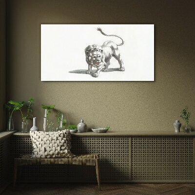 Lion in Motion Glass Print