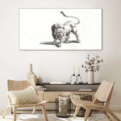 Lion in Motion Glass Print
