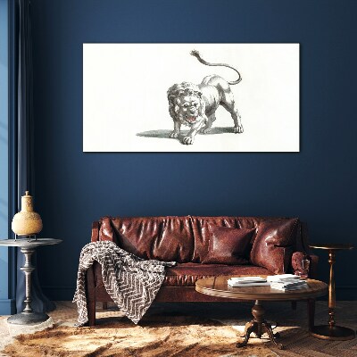 Lion in Motion Glass Print