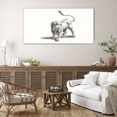 Lion in Motion Glass Print