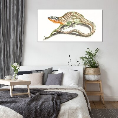 Colorful lizard in motion Glass Print
