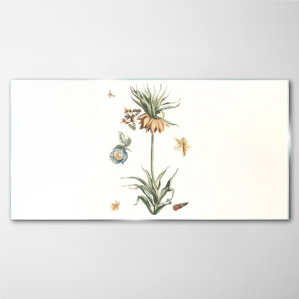 Floral motifs in delicate colors Glass Print
