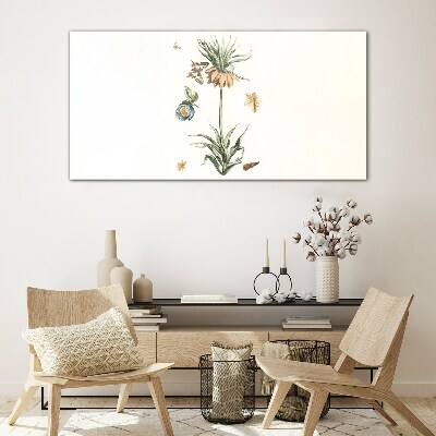 Floral motifs in delicate colors Glass Print