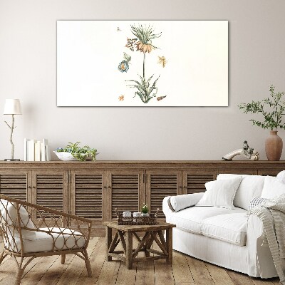 Floral motifs in delicate colors Glass Print