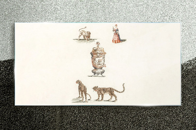 Figure ancient animals Glass Print
