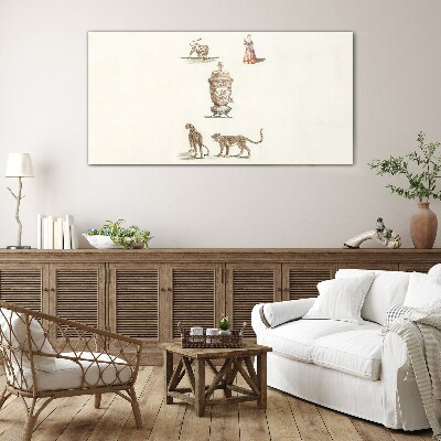 Exotic animals and a vase Glass Print