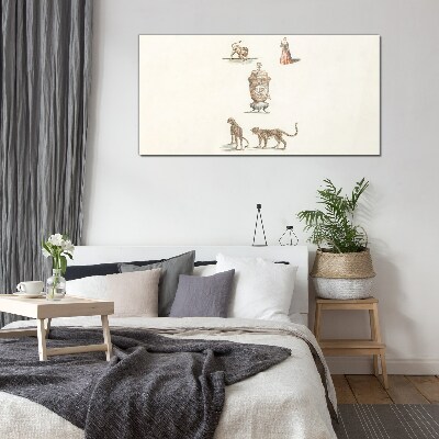 Exotic animals and a vase Glass Print