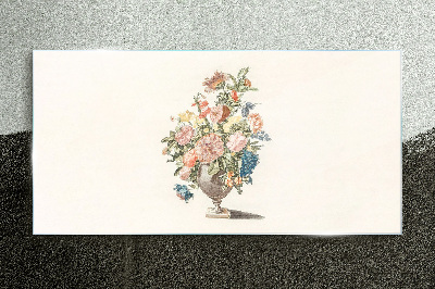 Vase with flowers in pastel colors Glass Print