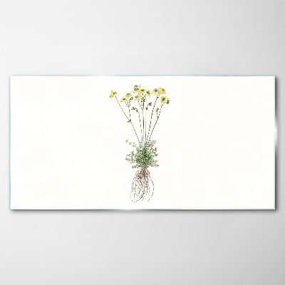 Golden Flowers with Roots Glass Print