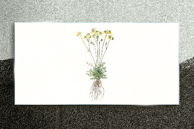 Golden Flowers with Roots Glass Print