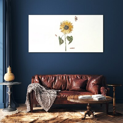 Sunflower in a delicate composition Glass Print
