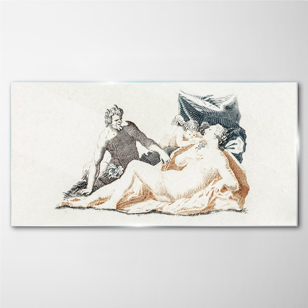 Mythological scene with deities Glass Print