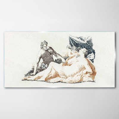 Mythological scene with deities Glass Print