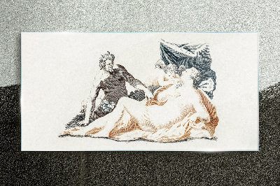 Mythological scene with deities Glass Print