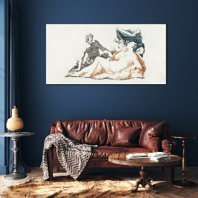 Mythological scene with deities Glass Print