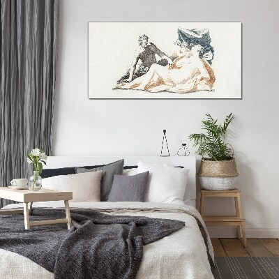 Mythological scene with deities Glass Print